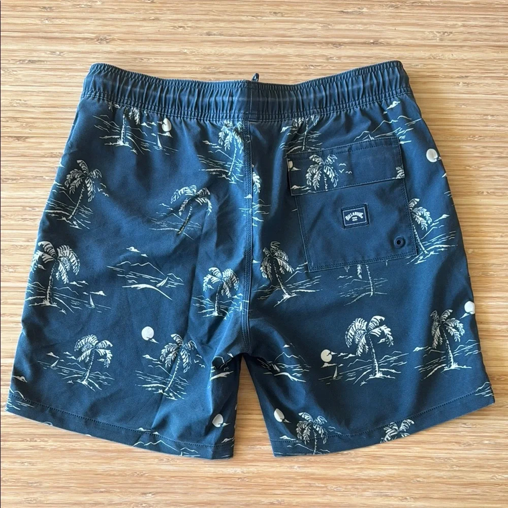 Billabong Blue Board Shorts Tropical Print Quick-Dry